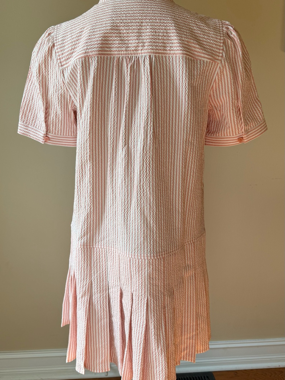 kate spade Seersucker Pleated Shirt Dress Sz Small - Picture 10 of 11